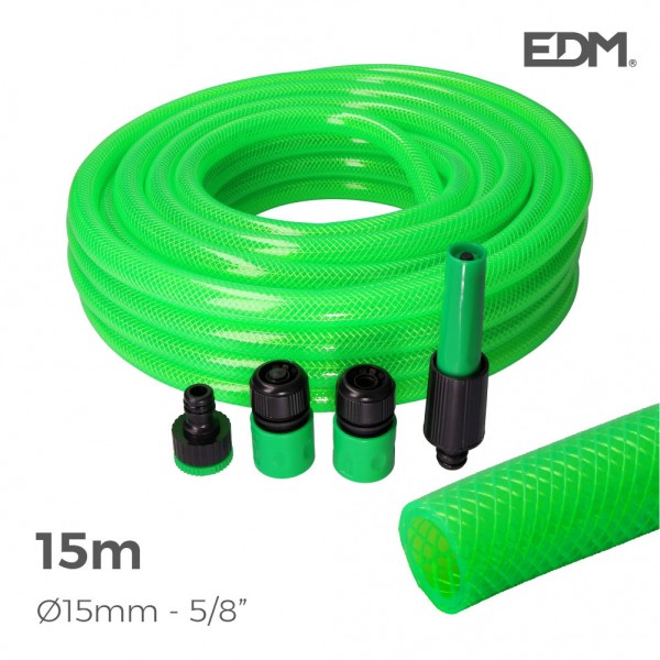 Kit manguera de jardín estandar ø15 mm, 5/8 pulg, 15 m