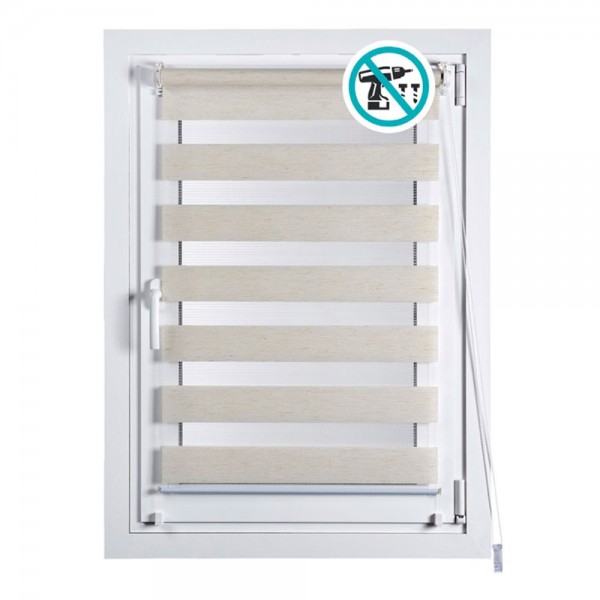 Estor enrollable clip & fix, noche & dia, lino 150 x 180 cm